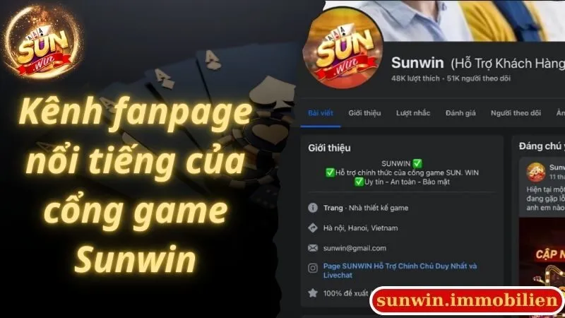 Kênh fanpage nổi tiếng của cổng game Sunwin